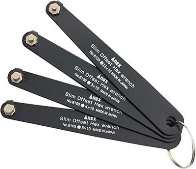 ANEX Slim Offset Hex Wrench, Set of 4 (2.5/3/4/5mm) No. 6103-F