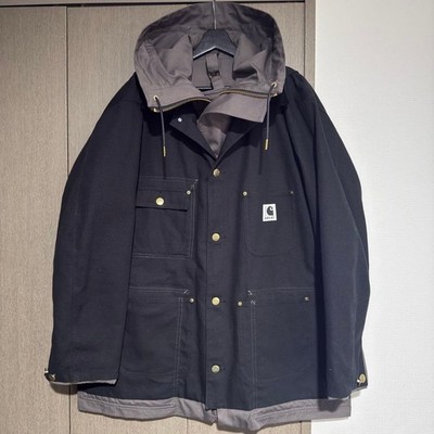 Sacai Carhartt WIP Reversible Duck Coat Black Gray Size 3 L Japan