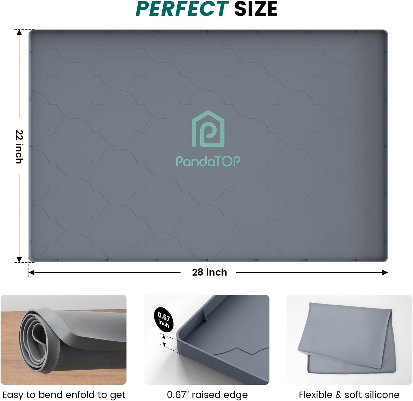 Under Sink Mat, 28" X 22" Silicone Kitchen Cabinet Tray, Waterproof & Flexible u