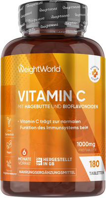 Vitamin C 1000mg - 180 Vegan Tablets for Immune Support & Antioxidants