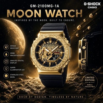 Casio G-Shock GM-2100MG-1A  Moon Watch  Limited Edition Gold CasiOak
