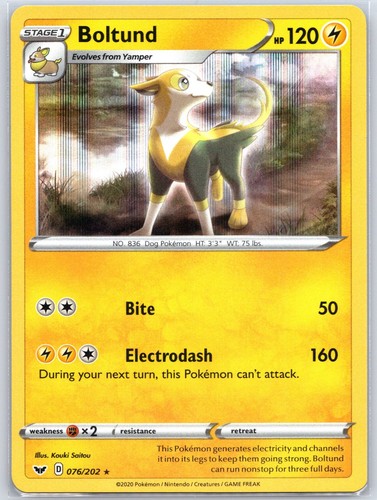 Boltund (076) 076/202 Holo Near Mint SWSH01: Sword & Shield Base Set Pokemon