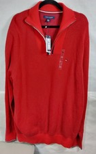 Tommy Hilfiger Men's 1/4 Zip Textured Knit Pullover Sweater Size XXL Red NWT NEW