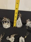 8 Vintage Spun Glass Christmas Ornaments w/ Gold Candy Cane Tree Angel Nativity — photo 7