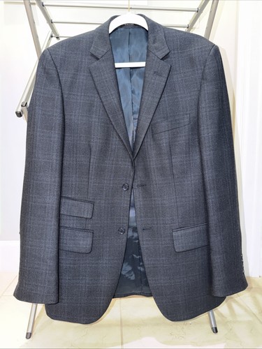 Pronto Uomo Wollmischung Anzug Blazer Sakko Herren 38R Schwarz Einreiher Arbeit