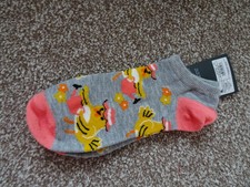 SOCKS LOW CUT  LADIES GREY PINK YELLOW  SIZE  4-10  NEW