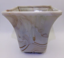 Westmoreland Glass Caramel Swirl  Square Art Deco Planter Flower Pot 5"