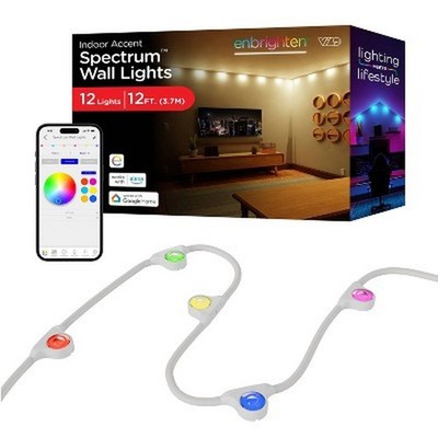 Enbrighten Vibe 12ft LED Wall Lights RGBIC+W Indoor String Downlights