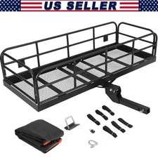 500 LBS Foldable Hitch Mounted Cargo Carrier Rack ,Luggage Basket w/ 2" Receiver