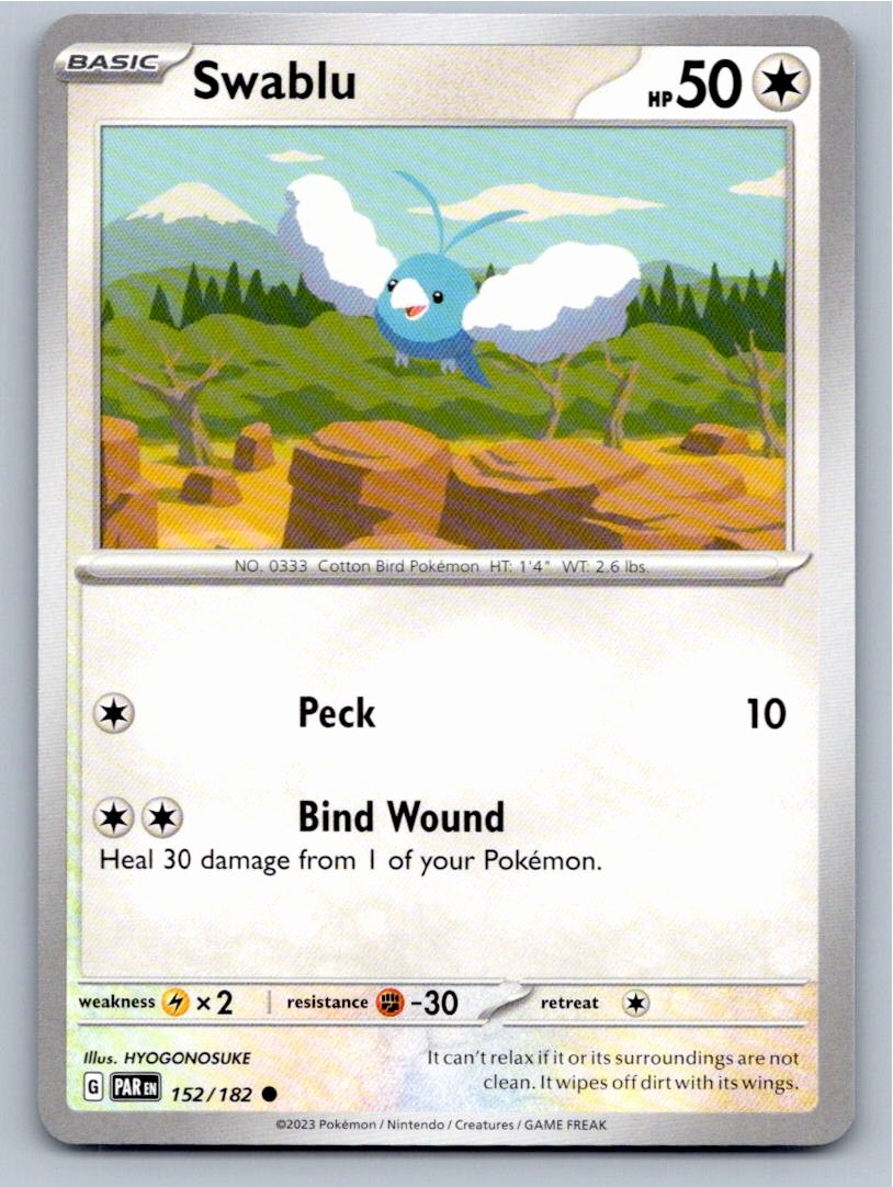 2023 POKEMON SWABLU PARADOX RIFT 152/182 COMMON NM A28704 FREE S&H