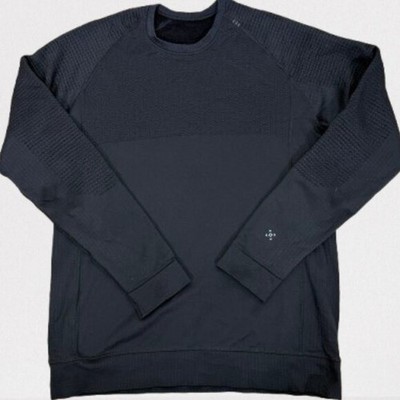 Lululemon Mens Engineered Warmth Long Sleeve Crew Wool Blend Pulliver Sz L Black