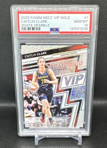 2025 Panini National Gold VIP White Sparkle Prizm #1 Caitlin Clark SP PSA 10