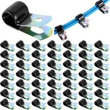 50 Pack Vinyl Coated Cable Clamps Galvanized Steel Cable Metal Wire Rubber Cushi