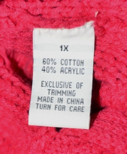 Jamie Gries Hot Pink Chunky Duster Cardigan Sweater Plus Size 1X Faux Fur Collar - Picture 11 of 12