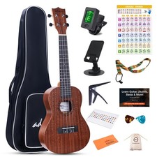 ADM Concert Ukulele Beginner Kit Mahogany Hawaiian Wood Ukelele Bundle Ukalal...