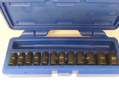 Cornwell Blue Power CBPI1M 12-Piece 6-Point Metric Impact Socket Set 1/4'' Drive