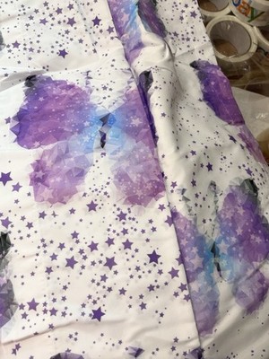 Ambesonne Curtains Butterflies Stars Purple Blue 56x84 in 2 Panels Rod Pockets