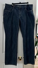 Kenneth Cole New York Jeans Mens 38x34 Blue Cotton Denim Straight Zip Fly