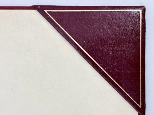 Vintage ITALIAN LEATHER DESKTOP BLOTTER PAD Red Maroon Large 54cm - Foto 4 di 9