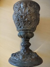 Antico Vaso In Peltro Decorato