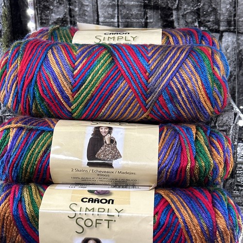 4 Sk Caron Simply Soft 100% Acrylic Yarn Embroidery Print 9811 Worsted 4oz 208yd - Picture 8 of 11