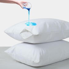 Waterproof Pillow Protectors with Zipper, Standard Size Pack of 2 Zippered