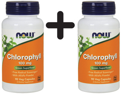 2 x NOW Foods Chlorophyll, 100mg - 90 vcaps (183,28 EUR/kg)