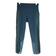 ATHLETA -WOMEN'S SMALL NYLON BLEND STASH POCKETS ACTIVEWEAR MESH CAPRI LEGGINGS