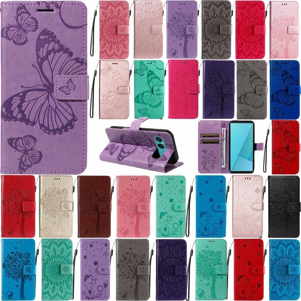 Butterfly Flower Cat Wallet Phone Case For Sony Xperia 10 VII VI 1 VII 10V 5V 1V - Image 2 of 4