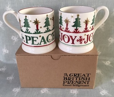 NEU UND VERPACKT Emma Bridgewater Christmas Joy Set 2 1/2 Pint Becher verpackt festlich