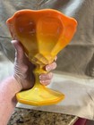 Vintage LE Smith Bittersweet Dominion Orange Slag Glass Pedestal Compote - Rare — photo 6