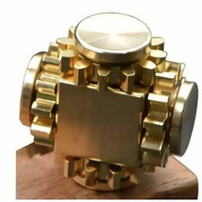 Solid Brass Fidget Spinner Cube Toy Gears Linkage Adults ADHD Focus Stress EDC