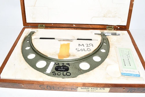 Mitutoyo 103-225 Outside Micrometer, Baked-enamel Finish, Ratchet Stop, 10-11'' 