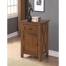 eHemco X-Side Wood Nightstand Side Table with Drawer and Cabinet (Collectible)