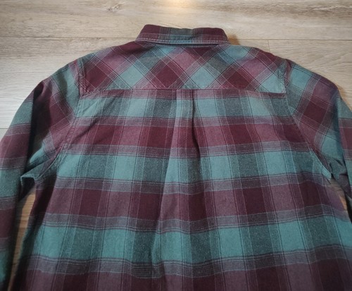 DC Shoes Flannel Shirt Size Small Collared Long Sleeve Button Up Burgandy & Gray - Picture 13 of 14