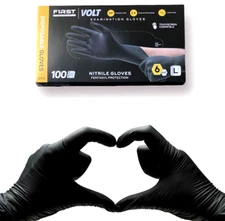 First Glove 6 Mils Black Nitrile Gloves Latex & Powder Free Heavy Duty Gloves