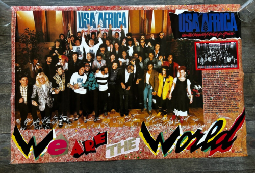 WE ARE THE WORLD Michael Jackson Vintage Poster USA For Africa 1985 Black Power - Picture 1 of 8