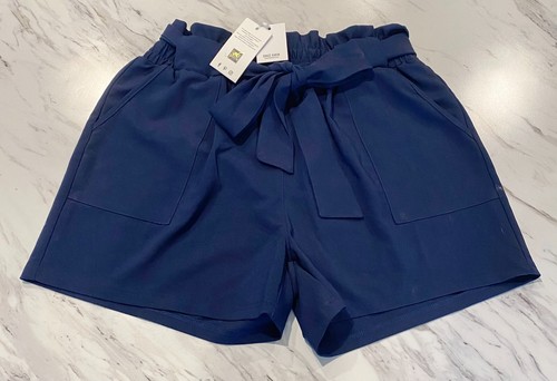 Grace Karin Paper Bag Shorts hoher Bund Gürtel mit Taschen Navy Gr. 2XL