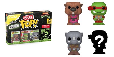 Funko Bitty POP! TMNT 4er-Pack Splinter, Raphael, Rocksteady, Mystery Pop Figur