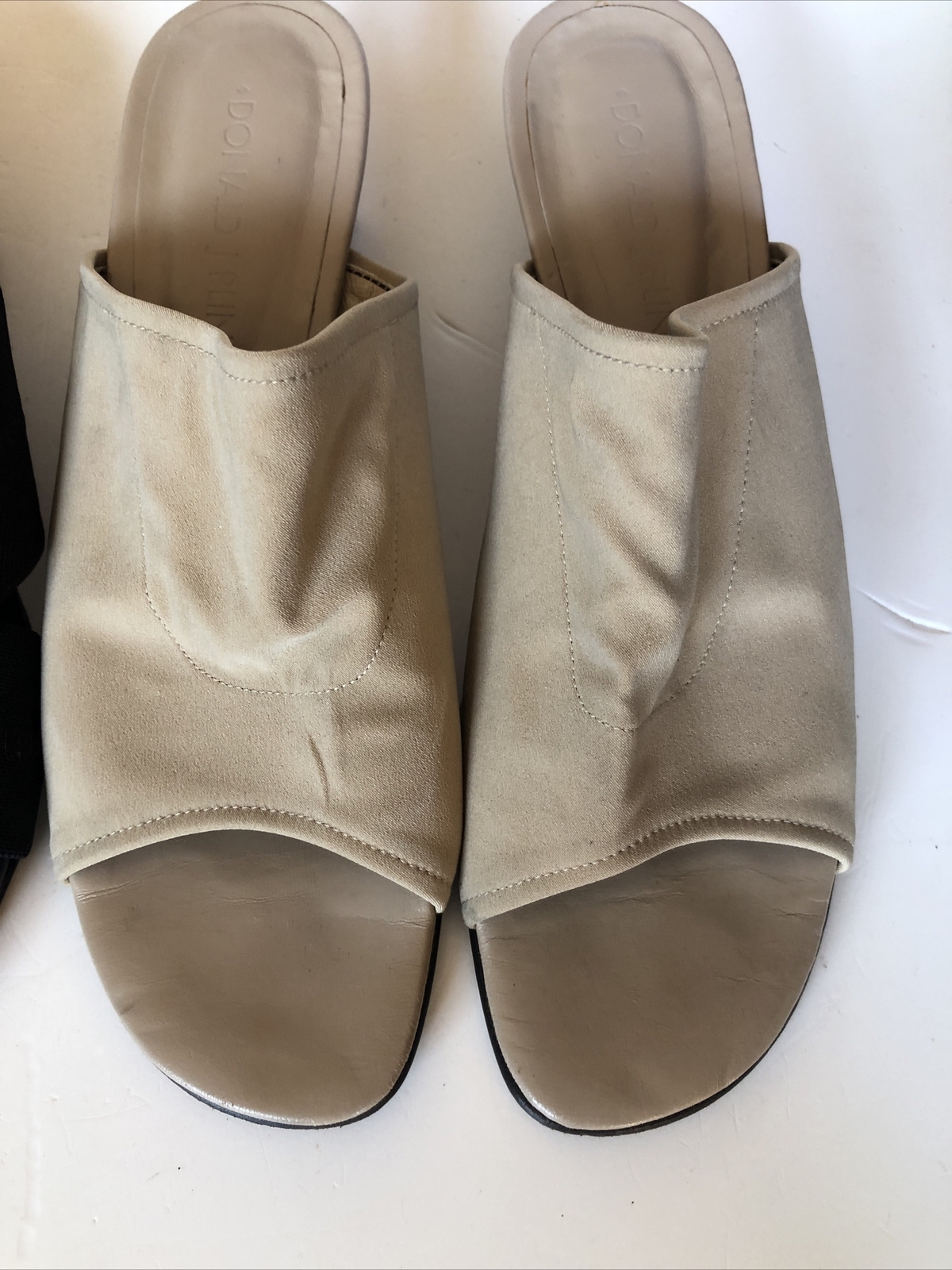 LOTTO Lot Of 2 Donald J. Pliner High Heel Strap Fabric Slides Shoes Beige Blk Sz 7 N