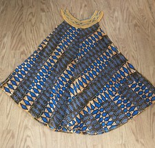 Ankara Women Dress African Print Shirt Swing Ankara Sleeveless Sz XS