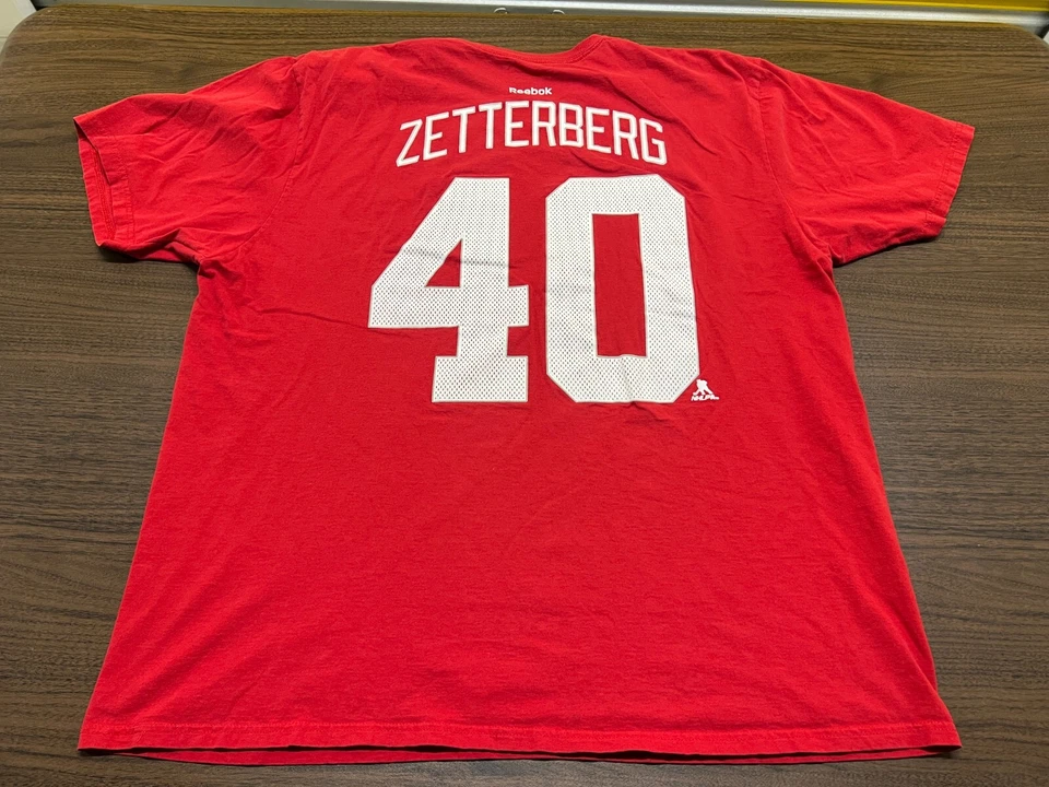 Camiseta/camiseta de hockey roja Detroit Red Wings Henrik Zetterberg de la NHL - Reebok - 2XL Foto 4 de 4