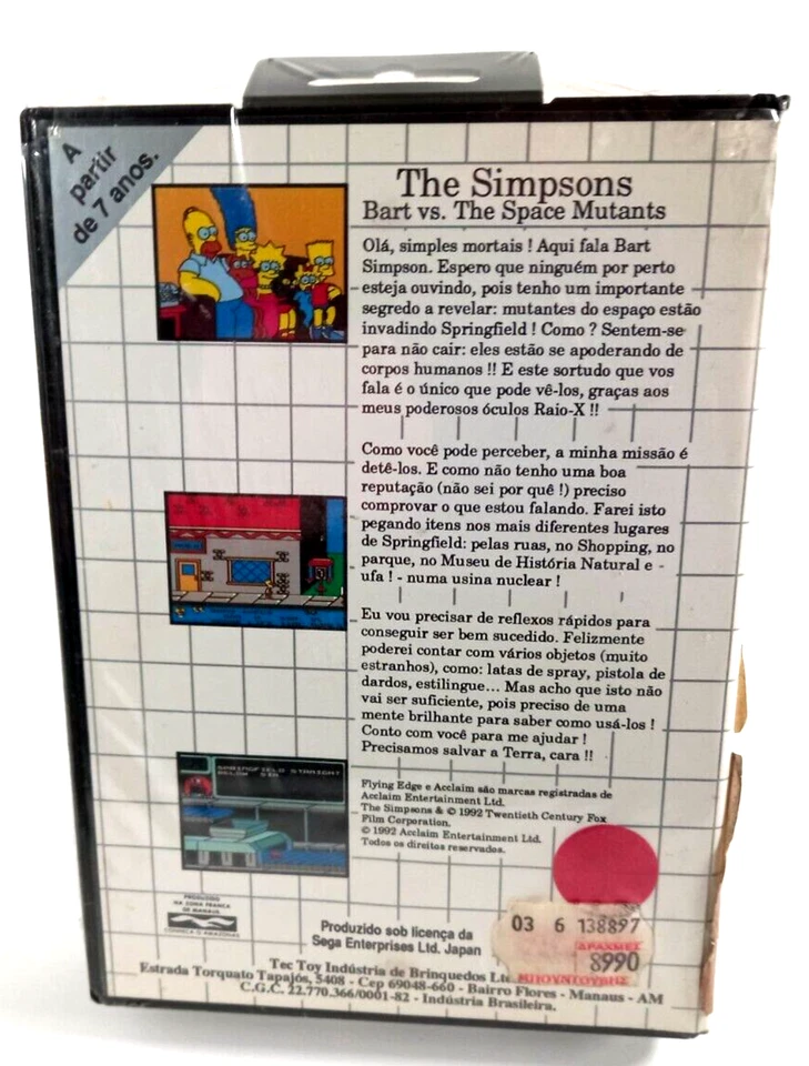 TEC TOY Sega Master System Bart vs the Space Mutants New in Box Factory Sealed - Image 2 of 4