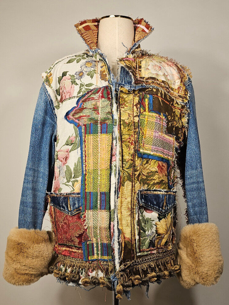Boho romantic jacket. Handmade One of a Kind Che21. "Camelia's eve".