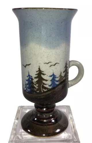 OTAGIRI MUG 8oz Footed Pedestal Forest Pine Trees Birds Design Vintage SINGLE