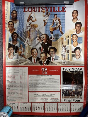 Louisville Cardinals Basketball Poster VTG UofL 1982 NCAA Final