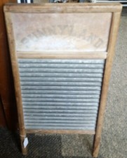 ANTIQUE SUNNYLAND TIN AND WOOD WASHBOARD 23.5" TALL