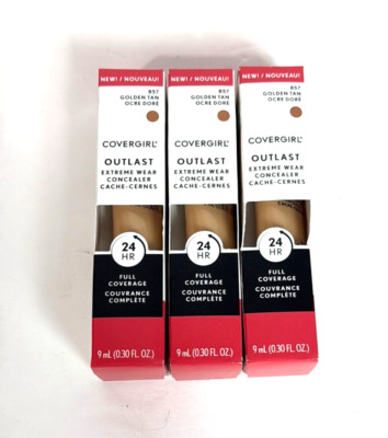 (3) CoverGirl SEALED Outlast Extreme Wear Concealer Full Coverage 857 Golden Tan