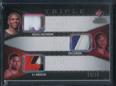 2008 SP ROOKIE TRIPLE THREADS RUSSELL WESTBROOK AUGUSTIN GORDON #RTT-AGW /15 BJ1