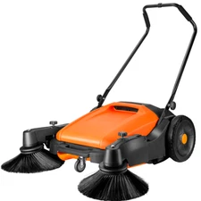 Industrial Floor Sweeper, Dual Side Brooms,39" Walk-behind Floor Sweeper, C38